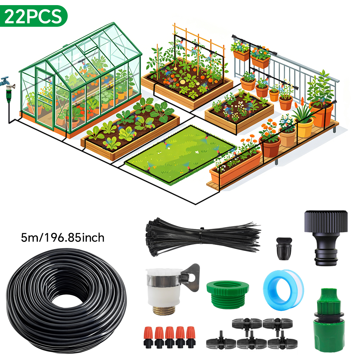 Smart Garden Irrigation System - 30-5M Garden Irrigation System Adjustable Sprinkler