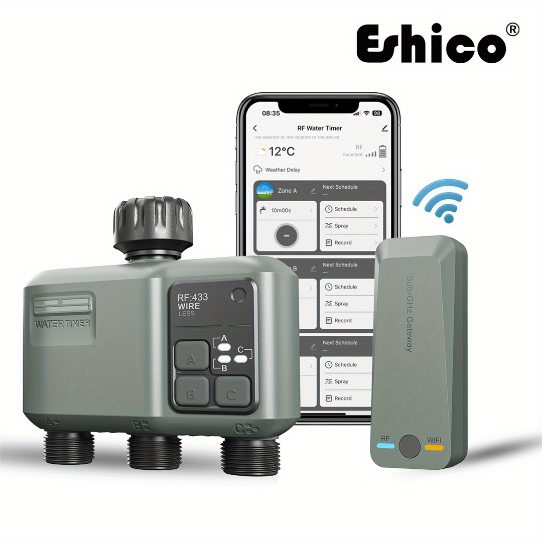 Smart Garden Irrigation System - Eshico Smart Sprinkler Timer: 3-Zone RF433