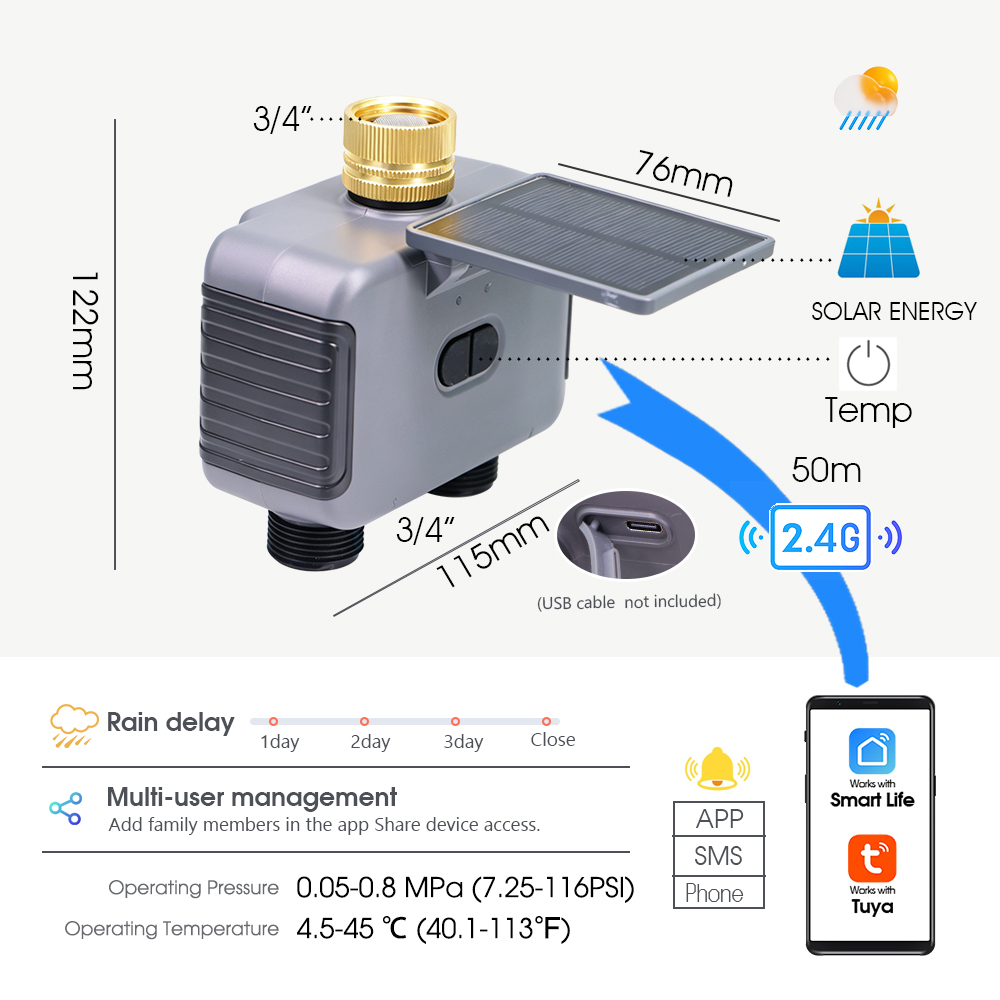 Tuay Smart Solar 2-Zone Wateri - Smart Garden Lock 评论和价格