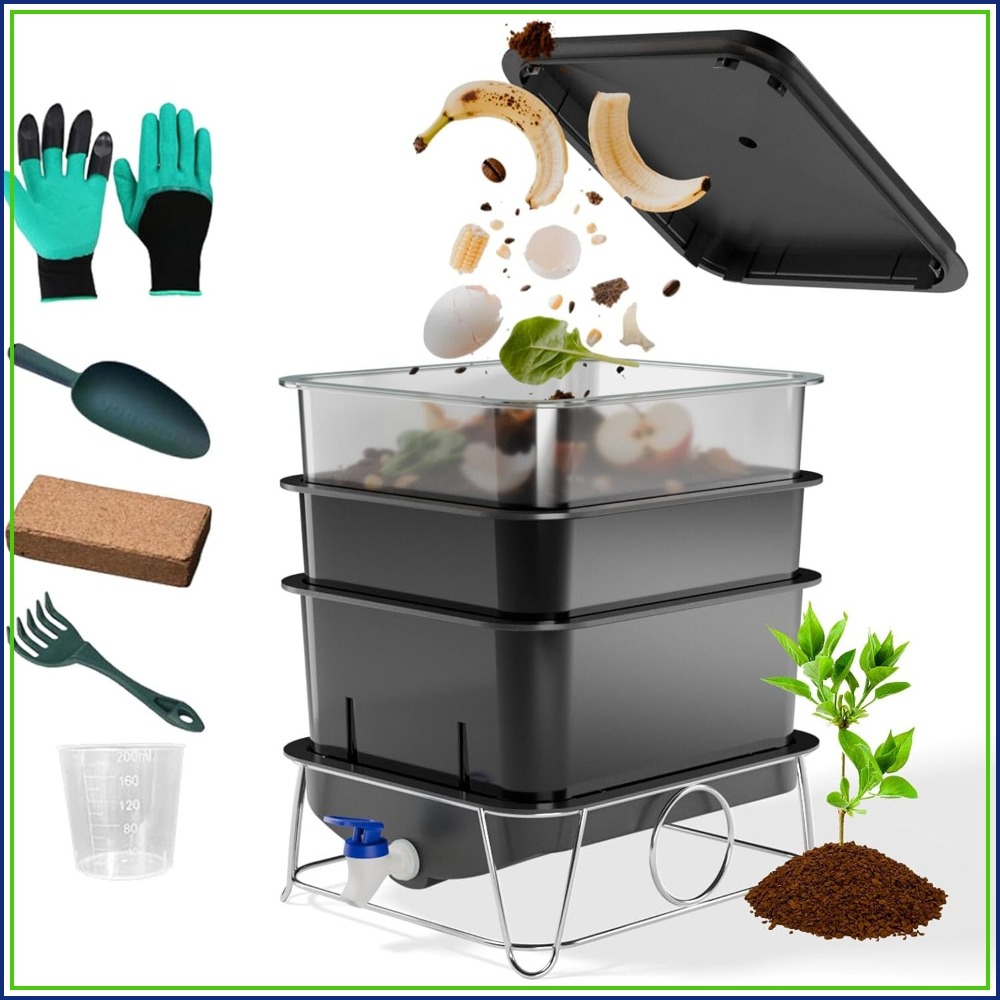 3-Tray 15L Worm Farm Compostin - Composting Kit Indoor 评论和价格