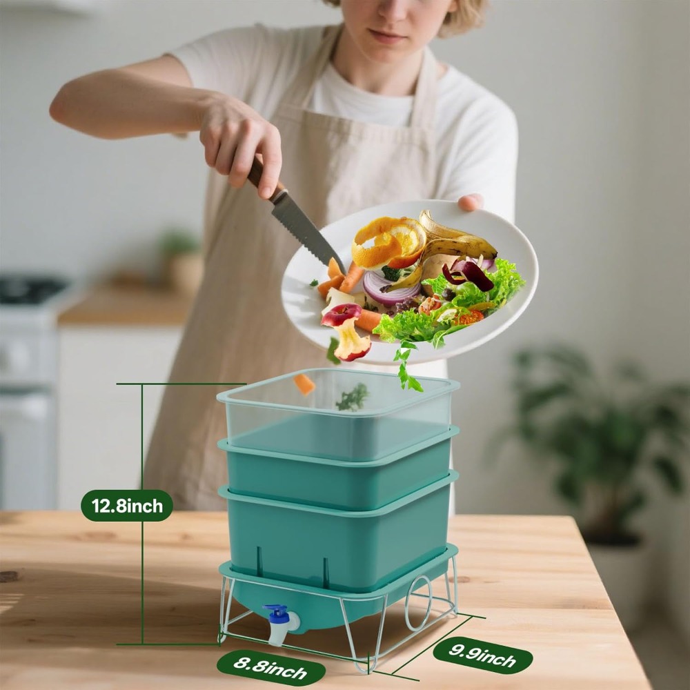 3-Tier 15L Worm Farm Compostin - Composting Kit Indoor 评论和价格