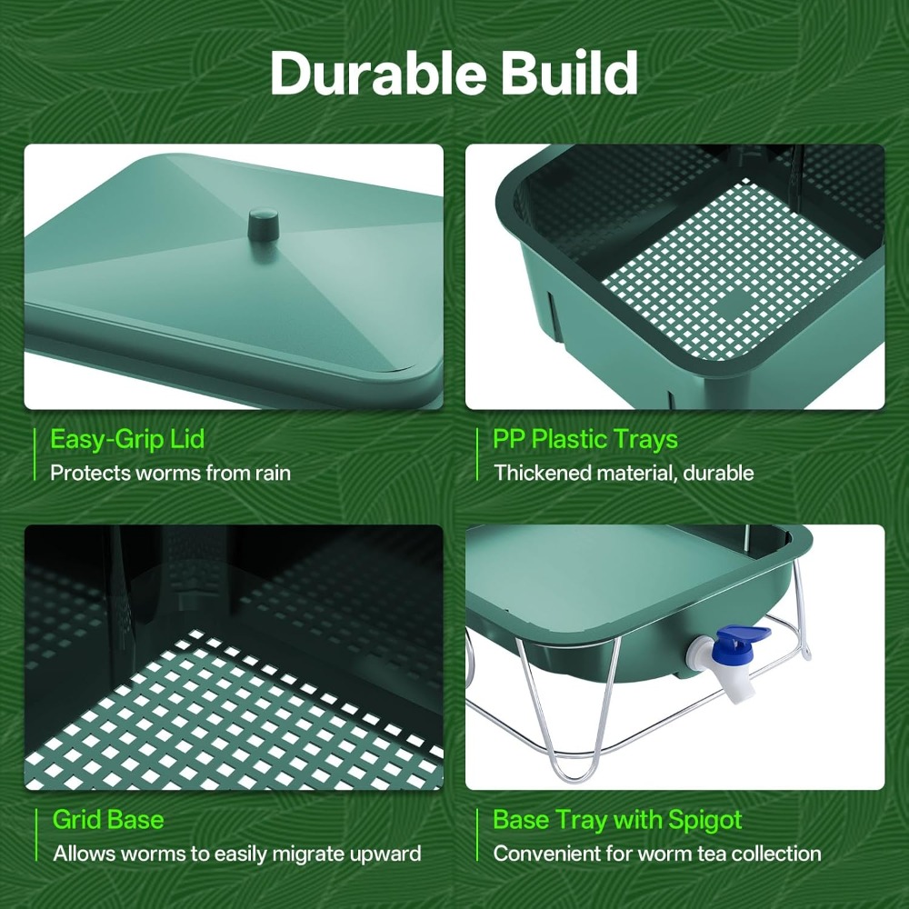 3-Tier 15L Worm Farm Compostin - Composting Kit Indoor 评论和价格