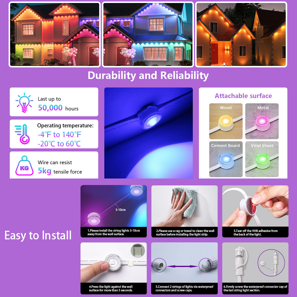 Smart WIFI RGB Eaves Lighting  - Smart Led Garden 评论和价格
