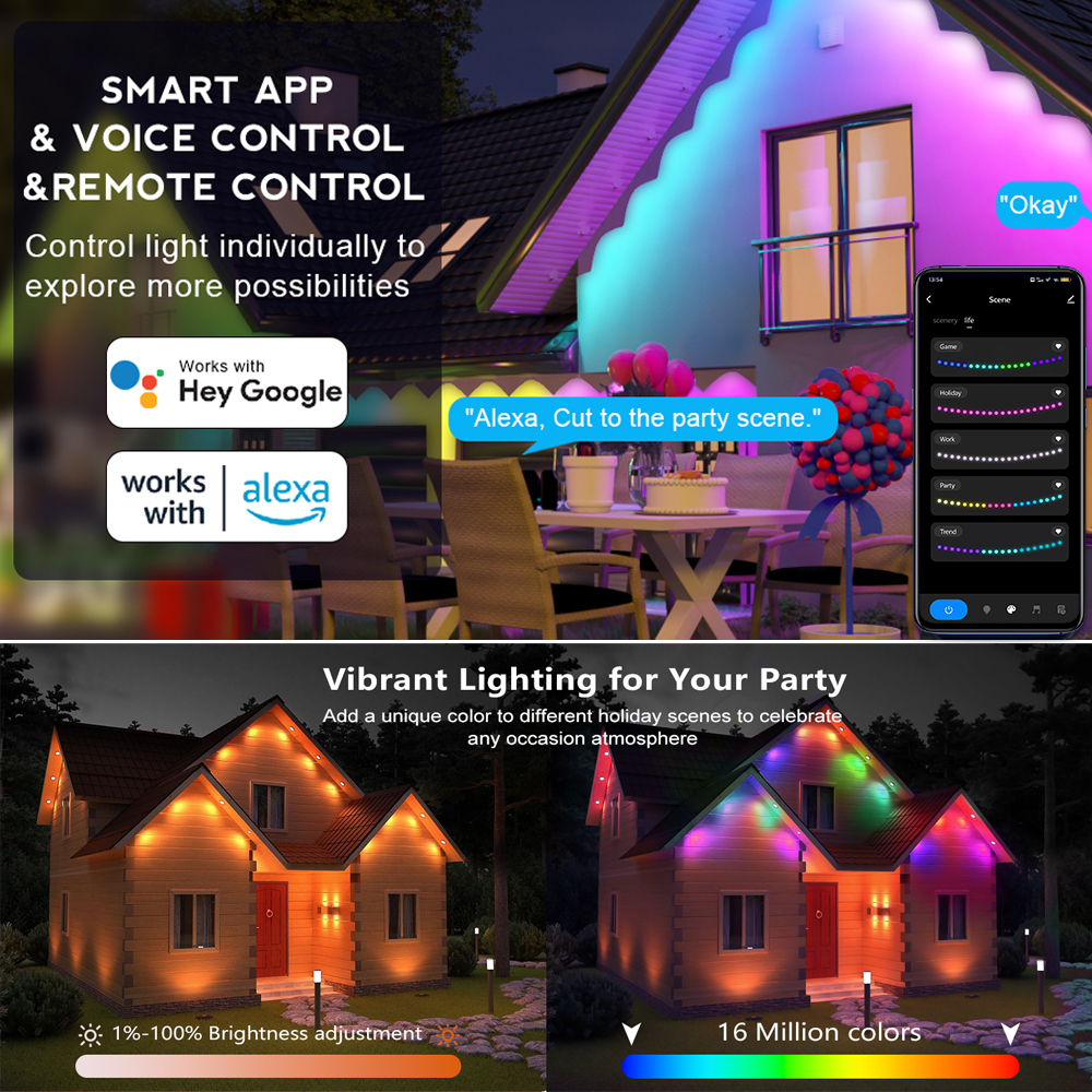 Smart WIFI RGB Eaves Lighting  - Smart Led Garden 评论和价格