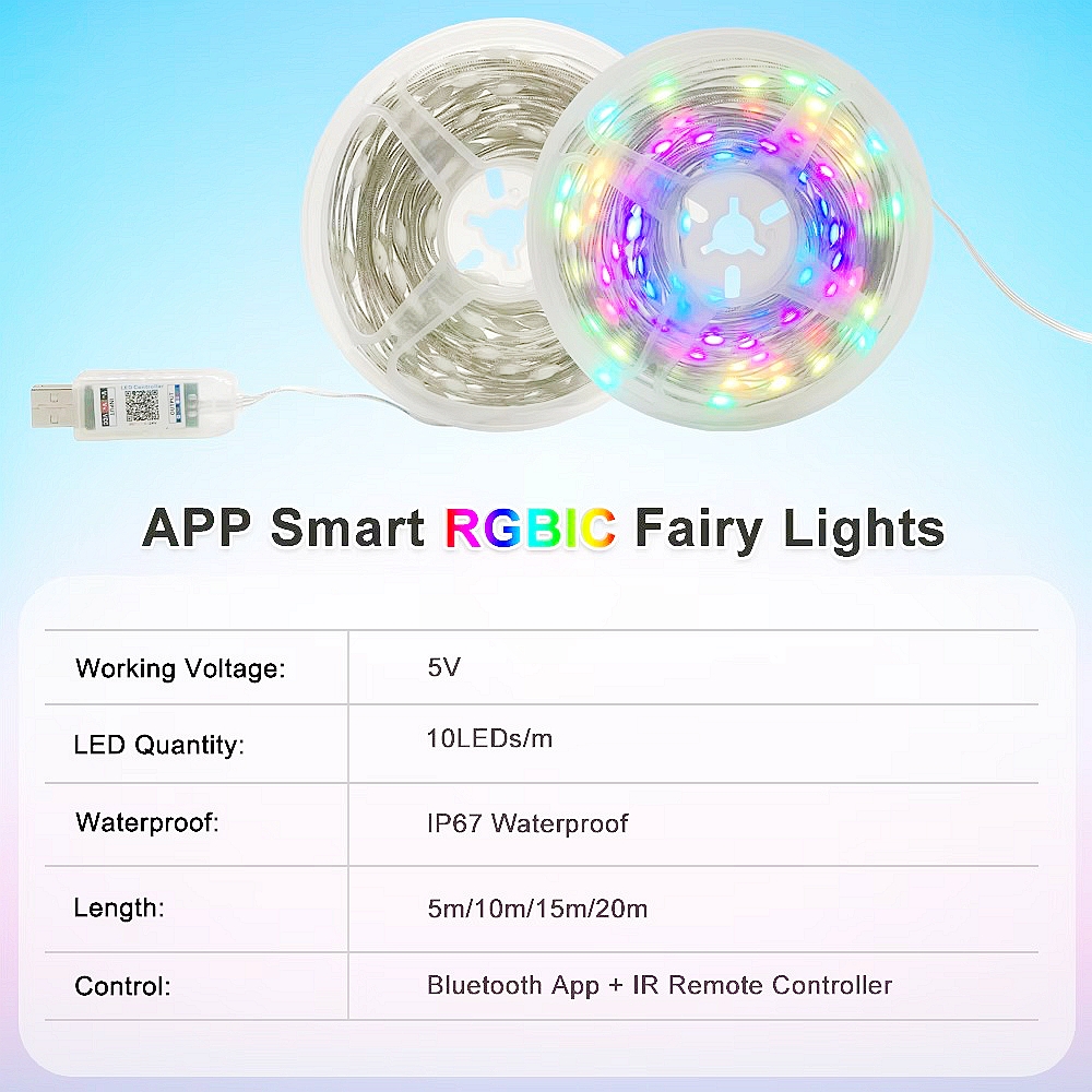 USB LED Smart app RGBIC Fairy  - Smart Led Garden 评论和价格