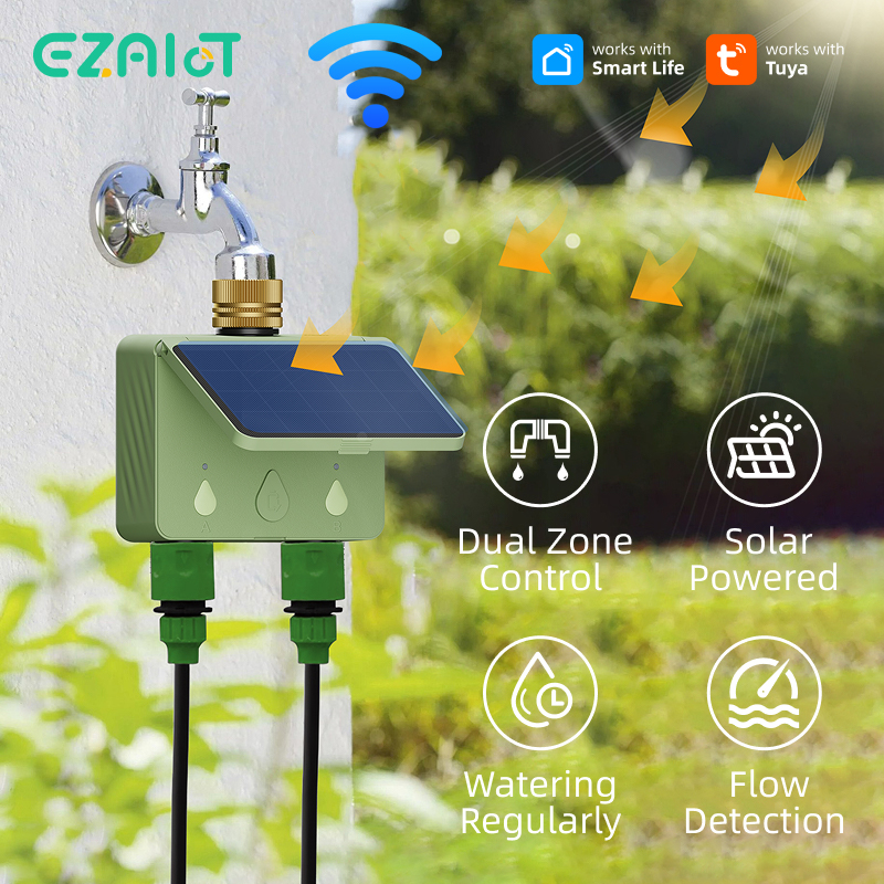 WiFi Water Timer 2 Zone Solar  - Smart Garden Watering Can 评论和价格